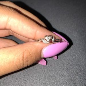Rose Gold & Silver Heart Promise Ring